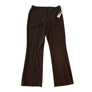 NWT Jones New York Trouser Pants Womens Sz 14 Chocolate Brown Office Chic Career